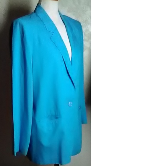 Sag Harbor Turquoise Summer Blazer Size 14 - Picture 5 of 5